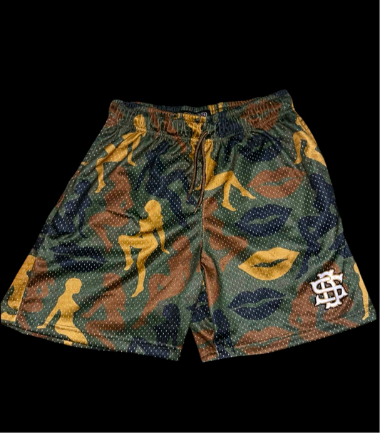 “Strip Club Camo” Mesh shorts